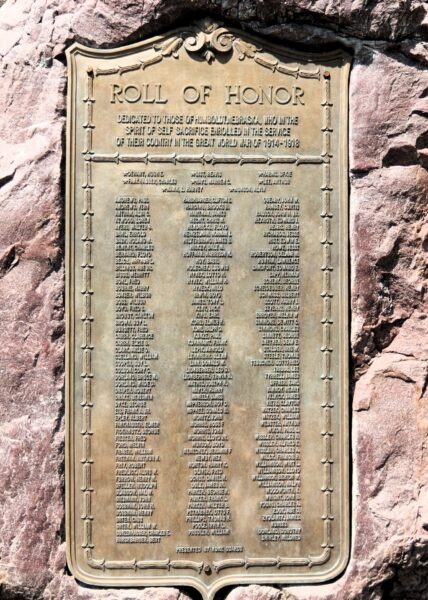 HUMBOLDT, NEBRASKA GREAT WORLD WAR MEMORIAL PLAQUE
