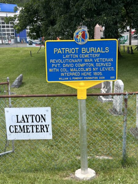 PATRIOT BURIALS LAYTON CEMETERY REVOLUTRIONARY WAR MEMORIAL MARKER