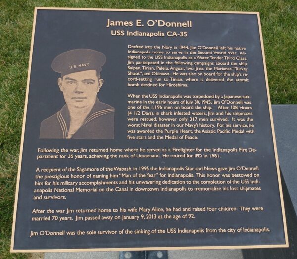 JAMES E. O’DONNELL WAR MEMORIAL PLAQUE