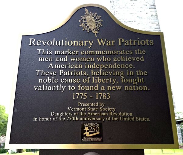 REVOLUTIONARY WAR PATRIOTS MEMORIAL MARKER BENNINGTON