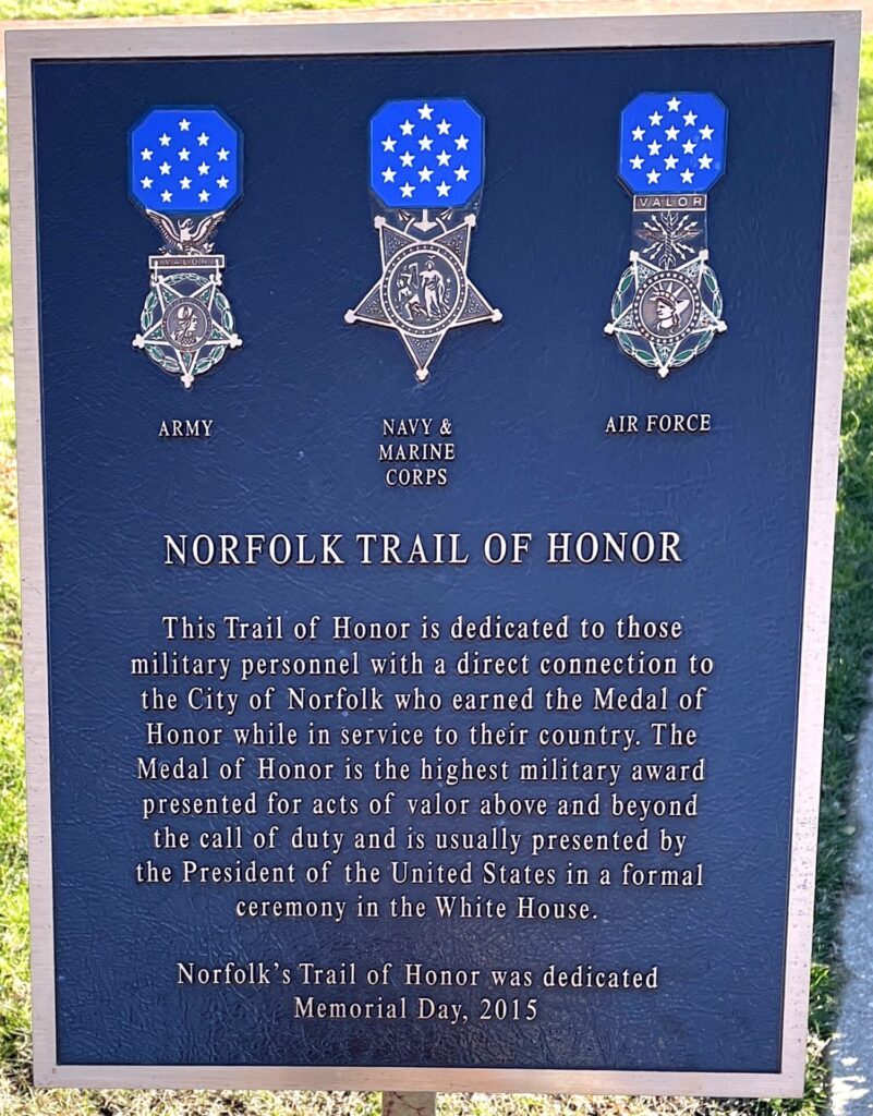 NORFOLK TRAIL OF HONOR WAR MEMORIAL PLAQUE