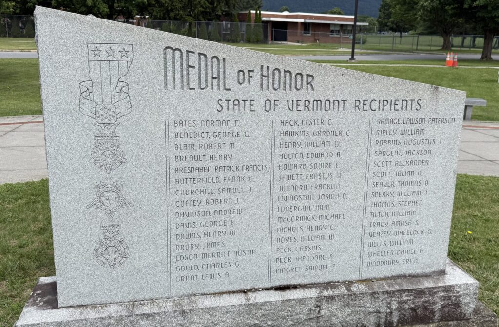MEDAL OF HONOR STATE OF VERMONT RECIPIENTS WAR MEMORIAL FRONT