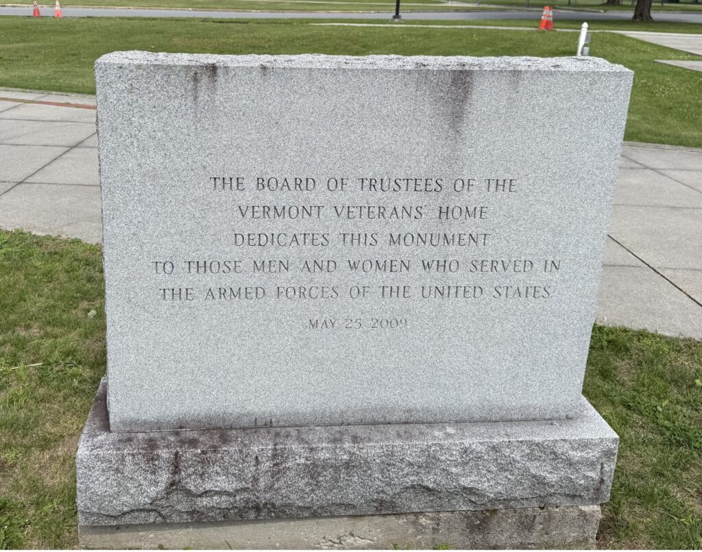 VERMONT VETERAN’S HOME MONUMENT FRONT