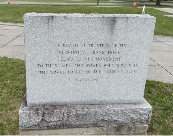 VERMONT VETERAN’S HOME MONUMENT FRONT