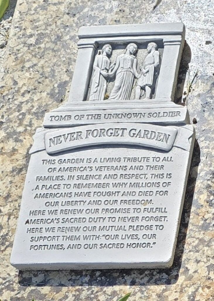 CHEWELAH PIONEER CEMETERY NEVER FORGET GARDEN MEMORIAL STONE