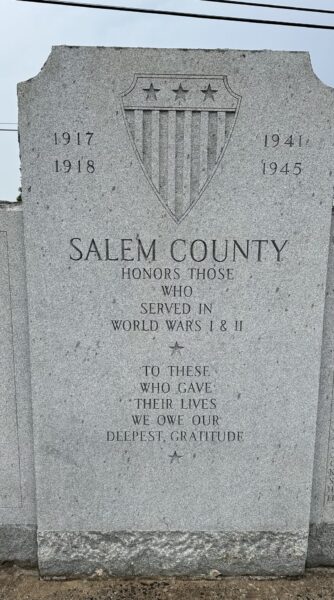 SALEM COUNTY WAR VETERANS MEMORIAL STONE A