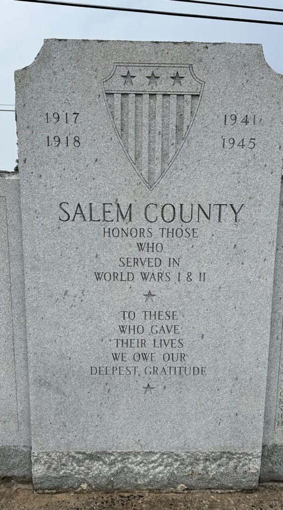 SALEM COUNTY WAR VETERANS MEMORIAL STONE A