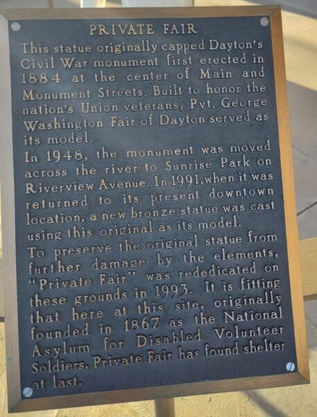 PRIVATE FAIR CIVIL WAR MEMORIAL PLAQUE