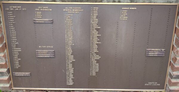 ATWATER CENTER VETERANS & FIREFIGHTERS MEMORIAL PLAQUE A