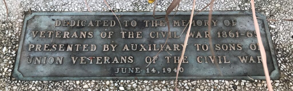 DEDICATED TO THE MEMORY OF CIVIL WAR VETERANS MEMORIAL FLAGPOLE PLAQUE