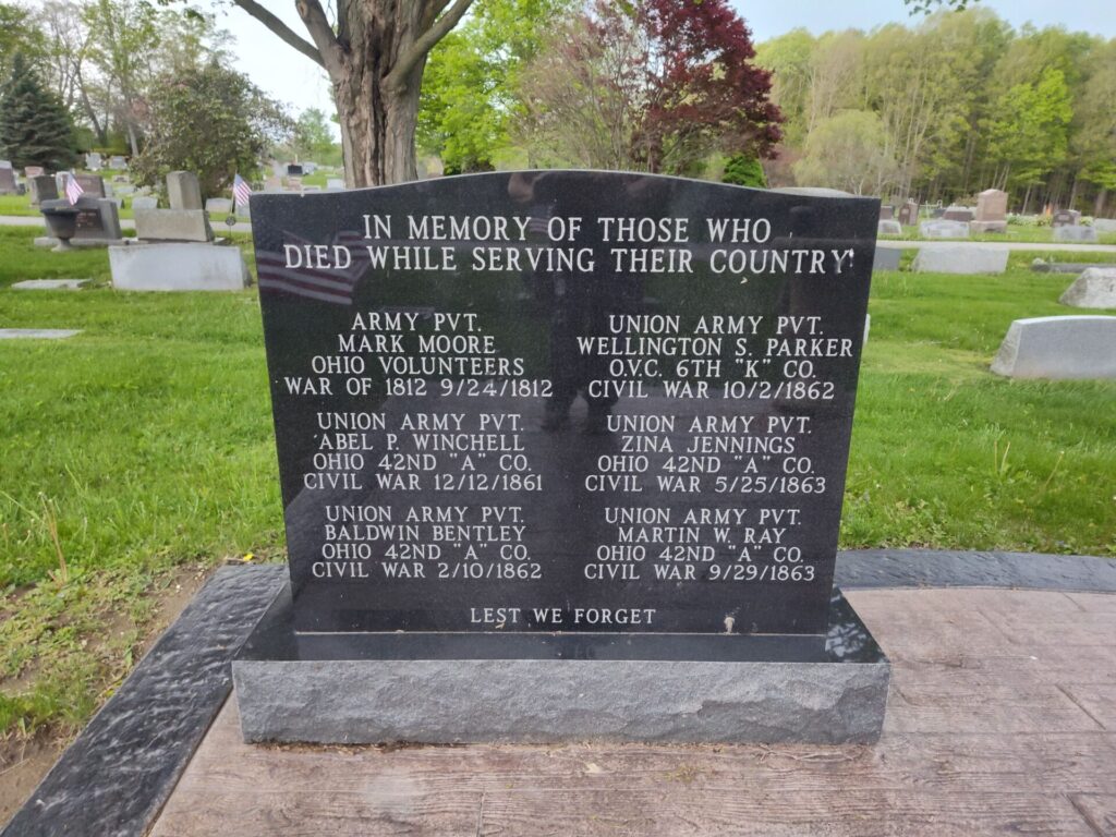 MANTUA CEMETERY WAR VETERANS MEMORIAL STONE A