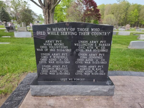 MANTUA CEMETERY WAR VETERANS MEMORIAL STONE A