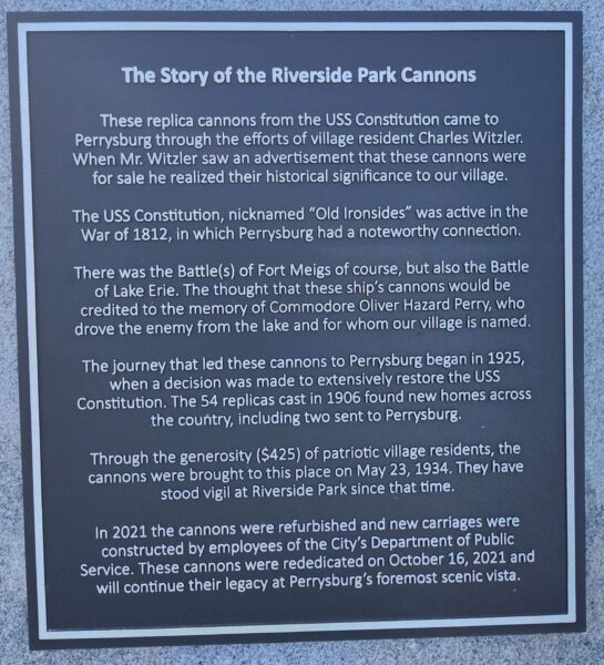 THE STORY OF THE RIVERSIDE PARK CANNONS MEMORIAL PLAQUE