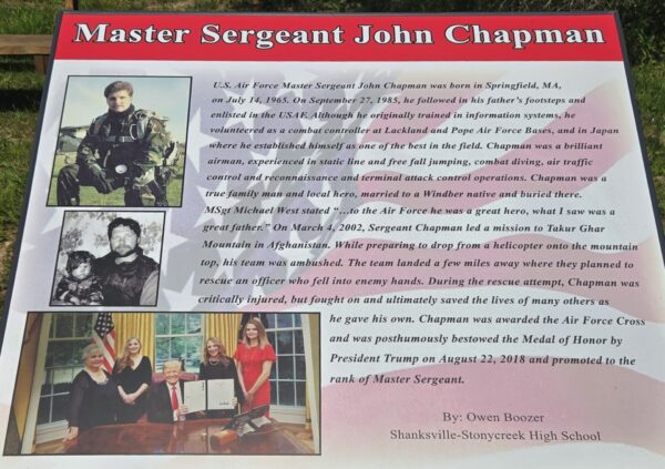 MASTER SERGEANT JOHN CHAPMAN WAR MEMORIAL PLAQUE