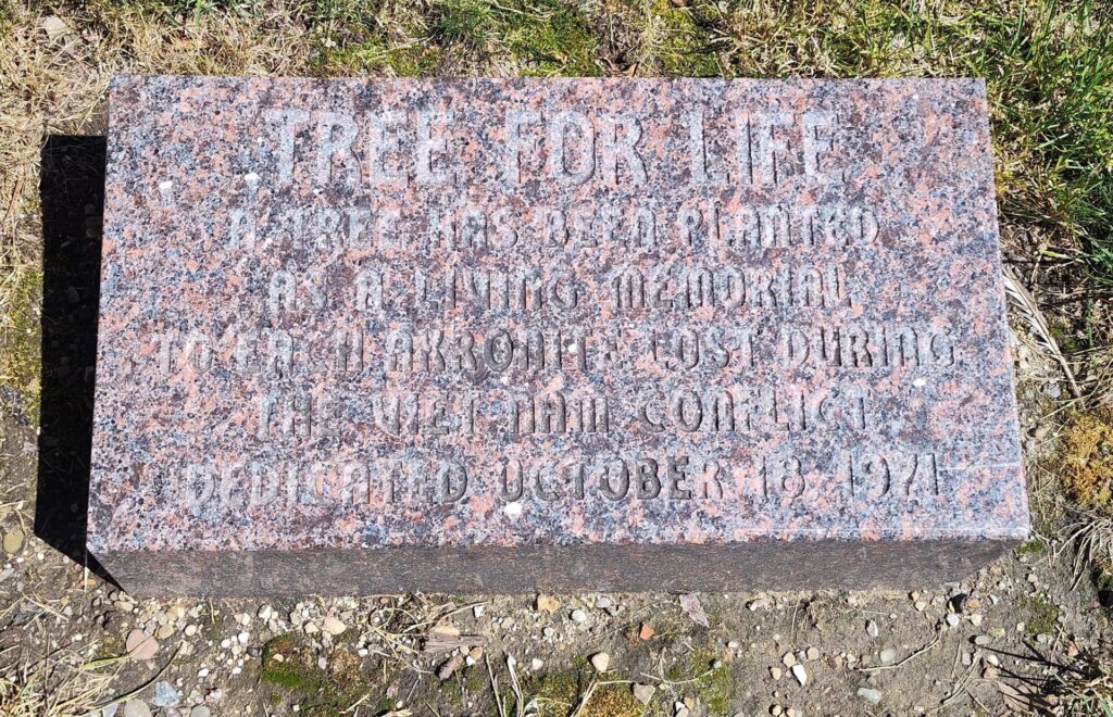 TREE FOR LIFE VIETNAM CONFLICT MEMORIAL STONE