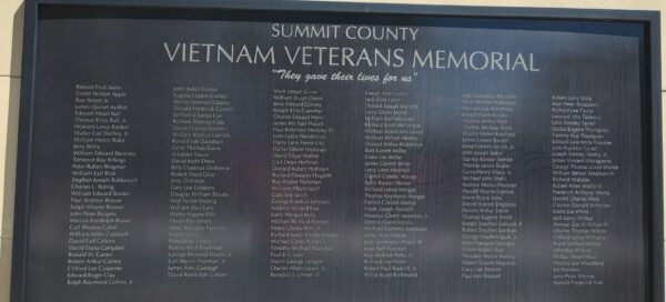 SUMMIT COUNTY VIETNAM VETERANS MEMORIAL “THEY GAVE THEIR LIVES FOR US” PLAQUE