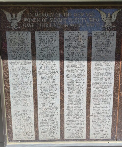 SUMMIT COUNTY WORLD WAR II VETERANS MEMORIAL SECTION A