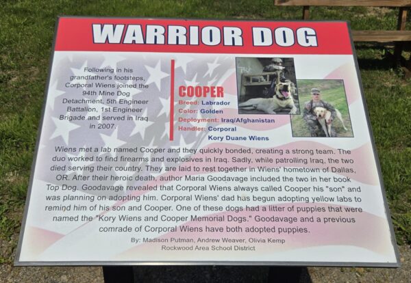 WARRIOR DOG WAR MEMORIAL PLAQUE