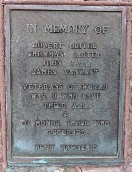 PENN TOWNSHIP WORLD WAR II VETERANS MEMORIAL PLAQUE