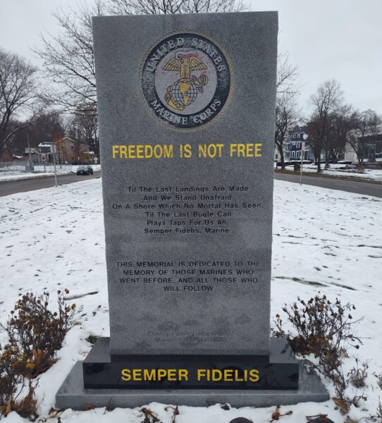 UNITED STATES MARINE CORPS FREEDOM IS NOT FREE MEMORIAL FRONT