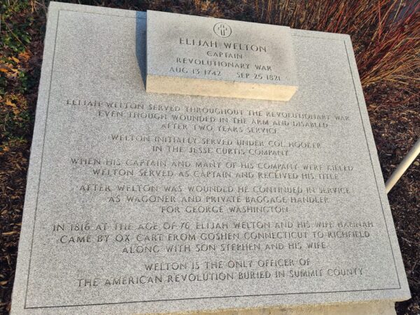 ELIJAH WELTON CAPTAIN REVOLUTIONARY WAR MEMORIAL STONE