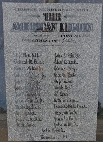 THE AMERICAN LEGION POST NO. 568 CHARTER MEMBERSHIP MEMORIAL