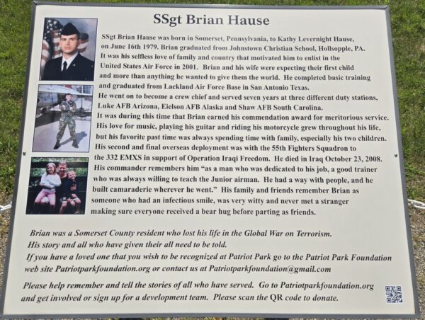 SSGT BRIAN HAUSE WAR MEMORIAL PLAQUE