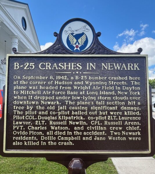 B-25 CRASHES IN NEWARD WAR MEMORIAL MARKER