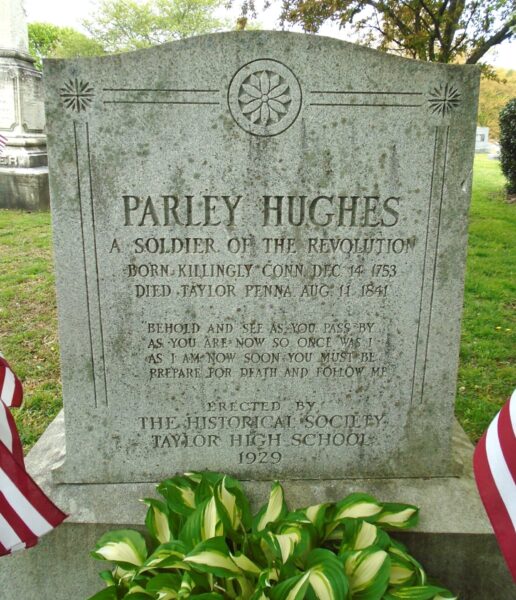PARLEY HUGHES SOLDIER OF THE REVOLUTION WAR MEMORIAL