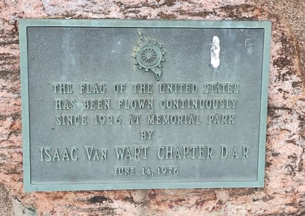 THE FLAG OF THE UNITED STATES AT MEMORIAL PARK PLAQUE