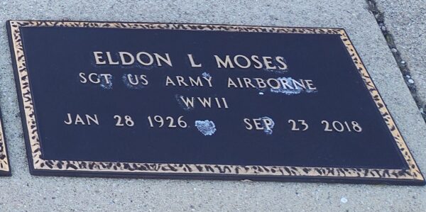 ELDON L MOSES WAR MEMORIAL PLAQUE