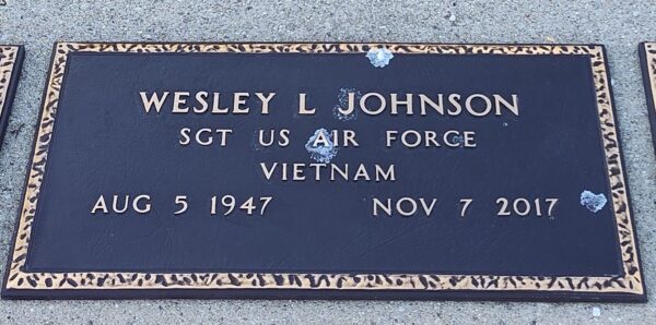 WESLEY L JOHNSON WAR MEMORIAL PLAQUE
