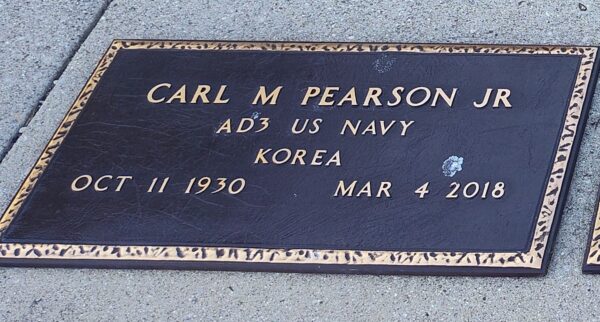CARL M PEARSON JR WAR MEMORIAL PLAQUE