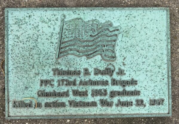 THOMAS B. DUFFY JR. WAR MEMORIAL TREE PLAQUE