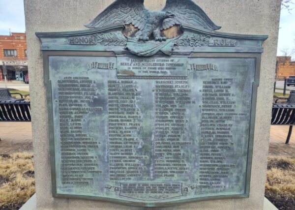 BEREA AND MIDDLEBURG TOWNSHIP WORLD WAR MEMORIAL PLAQUE