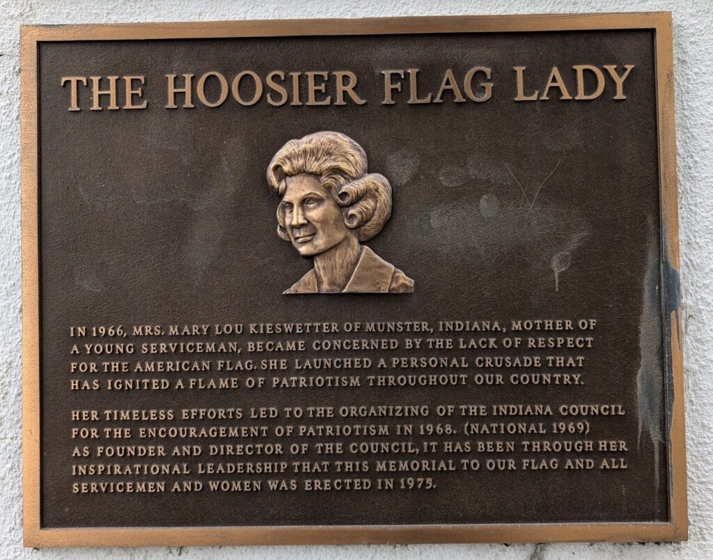 THE HOOSIER FLAG LADY MEMORIAL PLAQUE