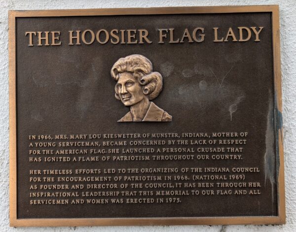 THE HOOSIER FLAG LADY MEMORIAL PLAQUE