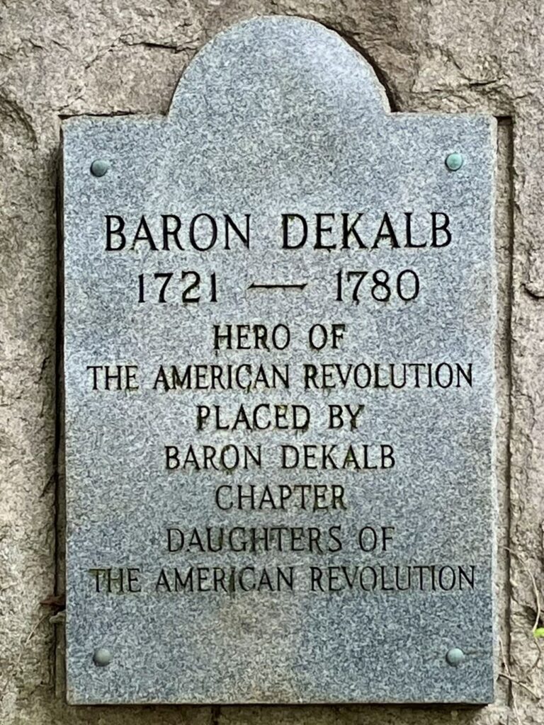 BARON DEKALB HEOR OF THE AMERICAN REVOLUTION MEMORIAL STONE