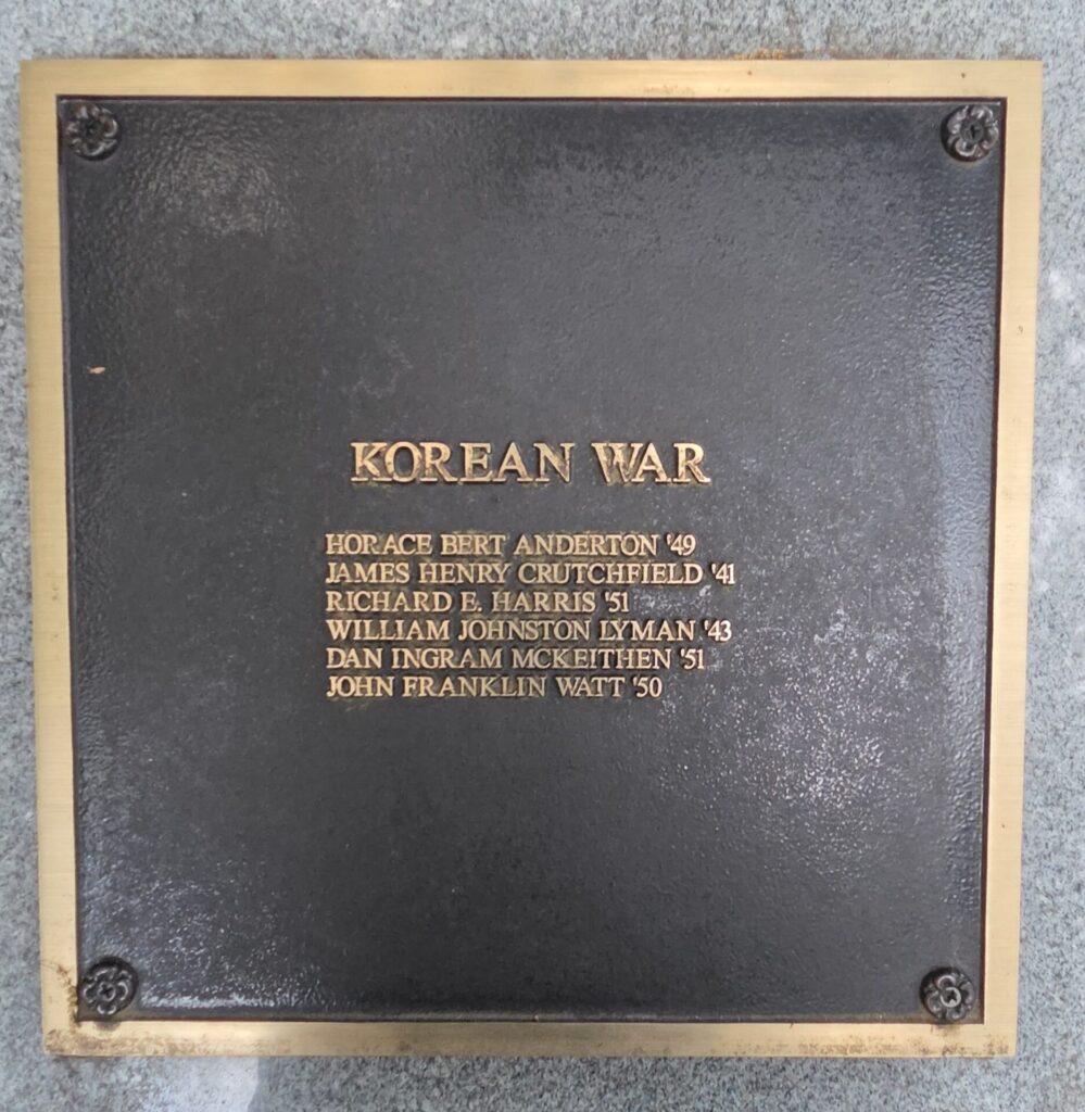 DAVIDSON COLLEGE WAR VETERANS MEMORIAL PLAQUE C