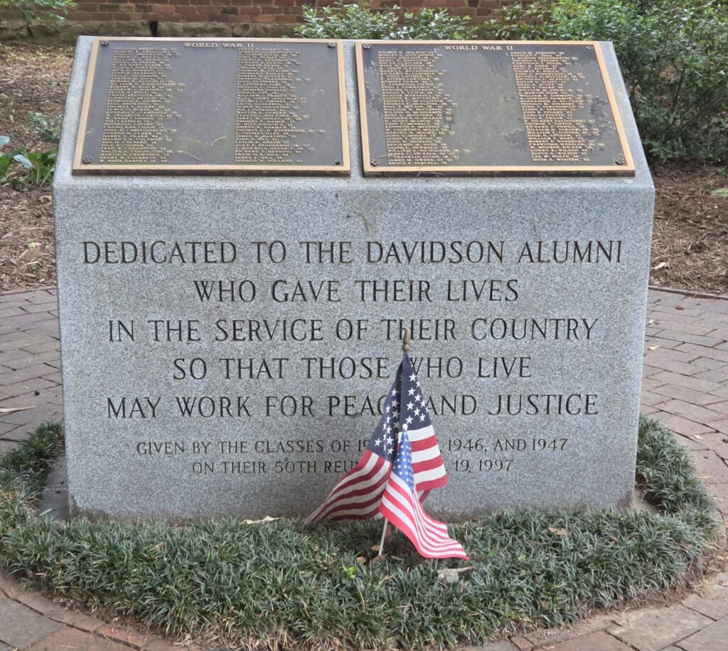 DAVIDSON ALUMNI SUPREME SACRIFICE WORLD WAR II MEMORIAL