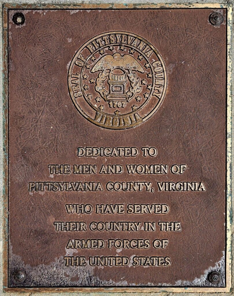 PITTSYLVANIA COUNTY VETERANS MEMORIAL PLAQUE