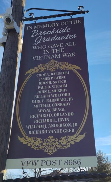IN MEMORY OF THE BROOKSIDE GRADUATES WHO GAVE ALL IN THE VIETNAM WAR MEMORIAL BANNER