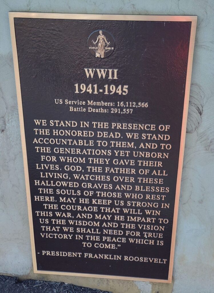 NORTH RIDGEVILLE WORLD WAR II MEMORIAL PLAQUE
