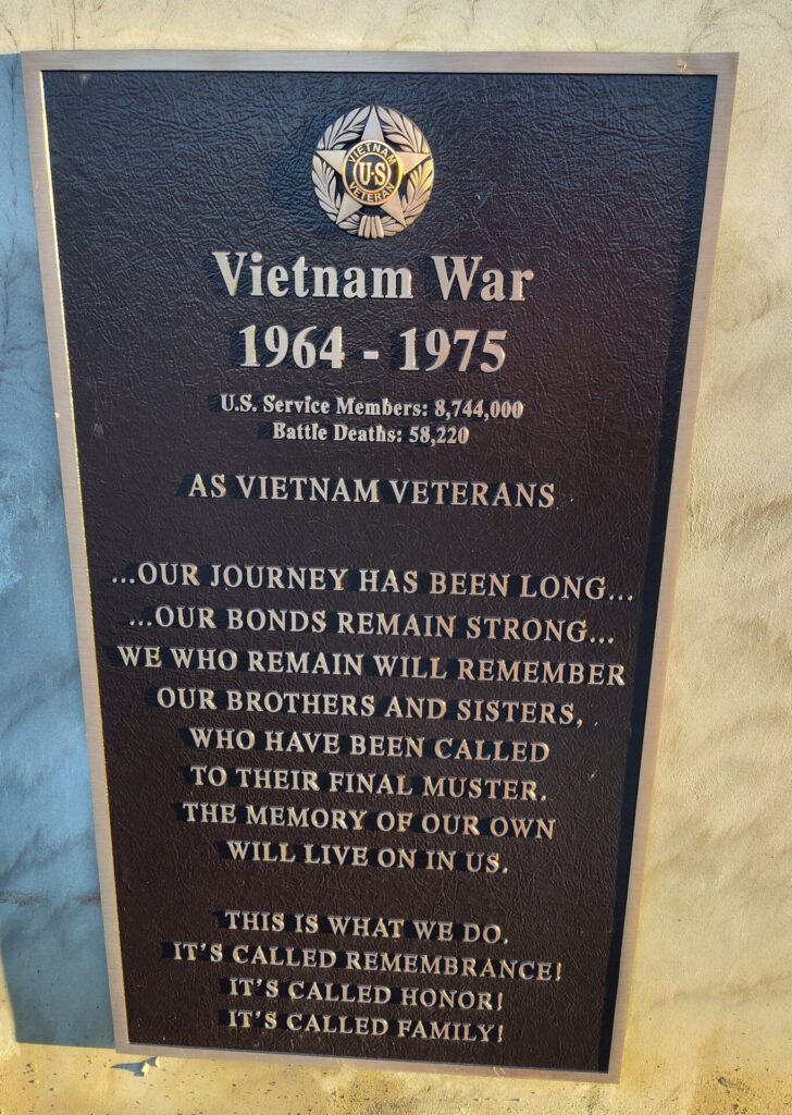 NORTH RIDGEVILLE VIETNAM WAR MEMORIAL PLAQUE