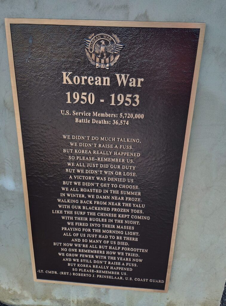 NORTH RIDGEVILLE KOREAN WAR MEMORIAL PLAQUE