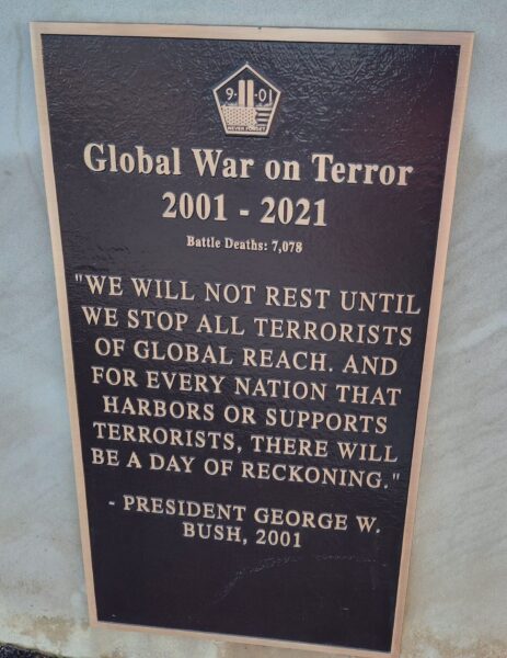 NORTH RIDGEVILLE GLOBAL WAR ON TERROR MEMORIAL PLAQUE