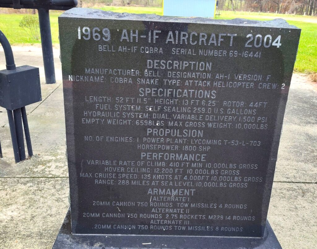 AH-1F AIRCRAFT MEMORIAL STONE