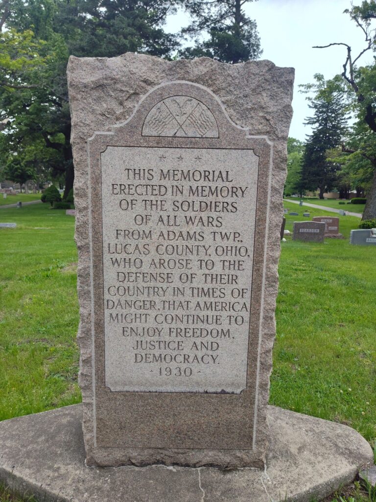 ADAM TWP., LUCAS COUNTY, OHIO ALL WARS VETERANS MEMORIAL