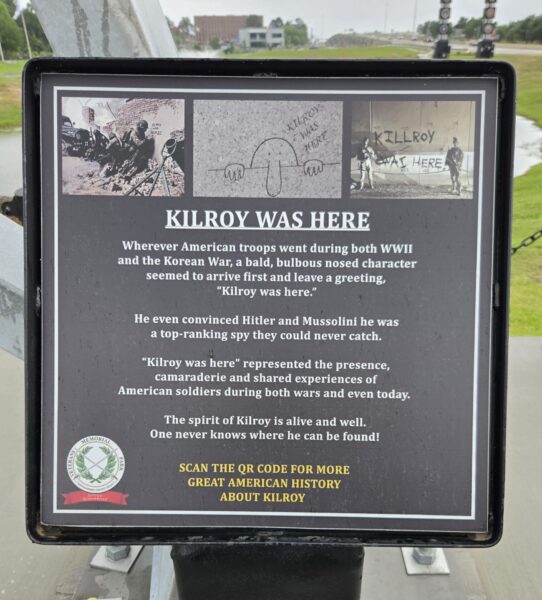 KILROY WAS HERE WAR MEMORIAL PLAQUE