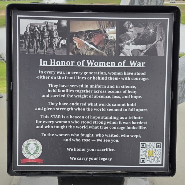 IN HONOR OF WOMEN OF WAR MEMORIAL PLAQUE